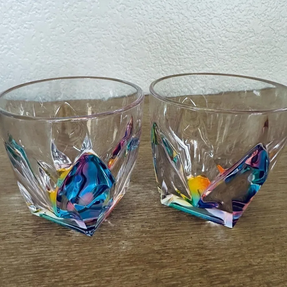 Prismatic Rainbow Drinking Glasses Cups Set
